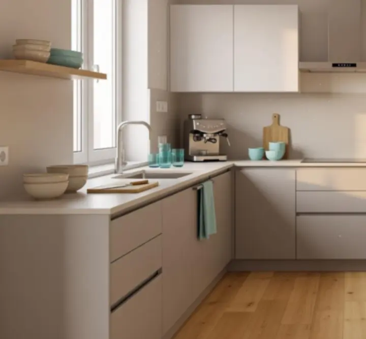 Elegáns konyhai beállítás prémium edényekkel