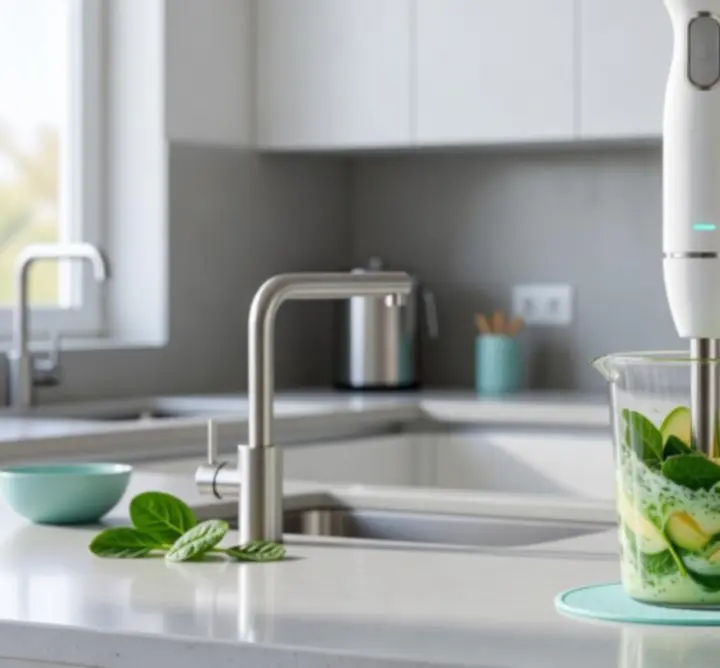 Szezonális, új konyhai termékek elegáns konyhai jelenetben